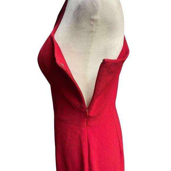 DRESS the POPULATION Tiffany One Shoulder Bow Cocktail Midi Size M Red Bodycon - Picture 8 of 12